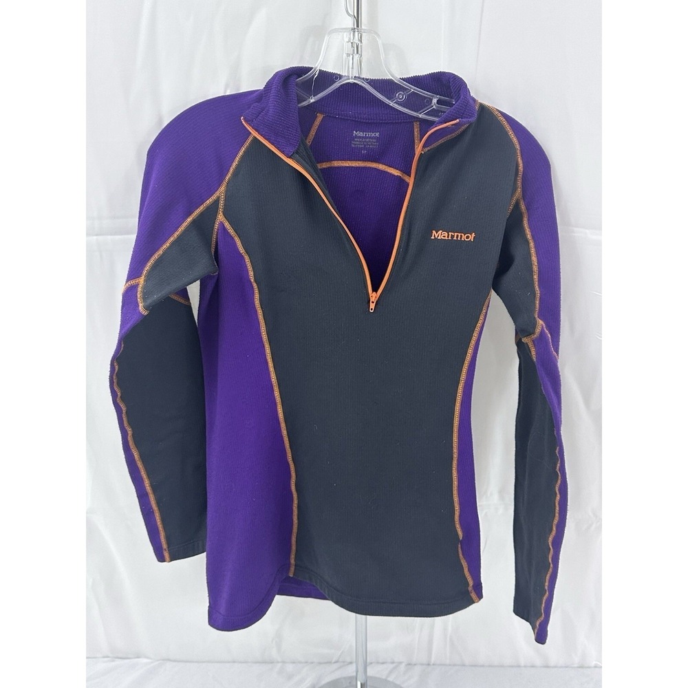 Marmot Womens Purple Charcoal Grey 1/4 Zip Base Layer Pullover Size Small S/P